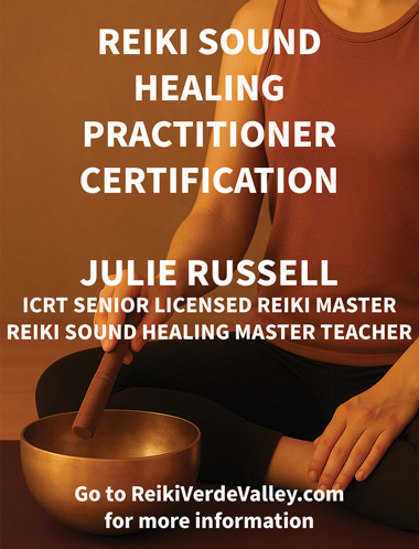 July Russell Reiki Sound Healing Practitioner Certification Class Ad