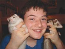 Neil and pet ferrets.