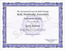Sample Reiki Membership Association Member Certificate